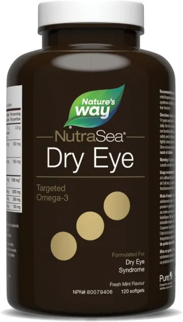 مکمل امگا-۳ NutraSea Dry Eye نچرالز وی (Nature's Way) برای خشکی چشم، ۱۵۰۰ میلیگرم EPA + DHA و ۱۵۰ میلیگرم GLA، با طعم مرکبات، ۱۲۰ سافتژل (Nature's Way NutraS