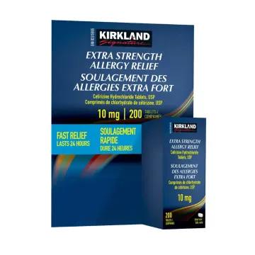 قرص ضد حساسیت با قدرت بالا Kirkland Signature Extra Strength Allergy Relief سیتریزین هیدروکلراید ۱۰ میلیگرم ۲۰۰ عددی